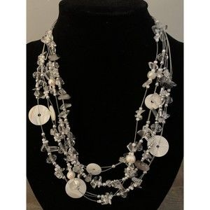 Cynthia Gale Necklace 17" Glass Beads Silver Tone 61G